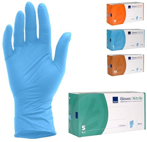 ABENA Nitrilhandschuhe S, 200 Stück – Einmalhandschuhe Blau, handschuhe einweg, puderfreie & latexfreie – Einweghandschuhe in S, M, L & XL verfügbar