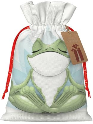 Lustige Yoga-Frosch-Weihnachtssüßigkeitentüte, wiederverwendbar, Weihnachtstüte für Weihnachten, Geburtstagsfeier