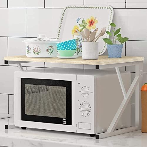 VIIROUD Support de Four à Micro-Ondes Étagère de Rangement pour Micro-Ondes Multifonctio étagère de Stockage Étagère de Cuisine Support Tablette,54 * 35 * 34.5cm - érable Blanc