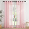 PONY DANCE Rosa Vorhang Kinderzimmer Transparent Voile Gardinen mit Ösen Wohnzimmer Vorhänge Durchsichtig Extra Lange Gardine Leinenoptik Ösenschal 2er Set H 260 x B 140 cm