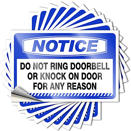 Türschild, Dekoration, Hinweis Do Not Ring Doorbell Or Knock On Door, für Aufkleber, Wanddekoration, Geschenk für Ehemann, 12 x 18 cm, 10 Stück