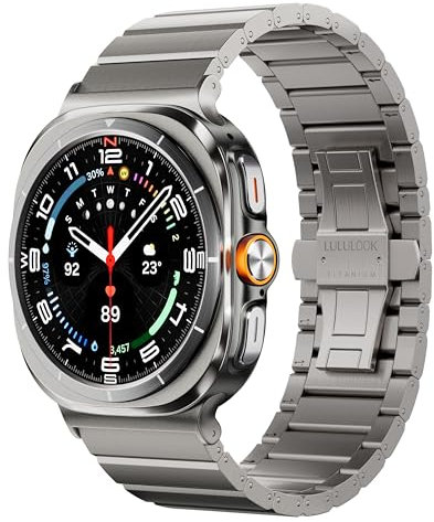 LULULOOK Titan Armband für Samsung Galaxy Watch Ultra 47mm (2025/2024), Premium Titanium 24mm Breite Ersatzarmbänder mit DLC Kratzfest für Galaxy Watch Ultra 7, NICHT für Andere, Titan