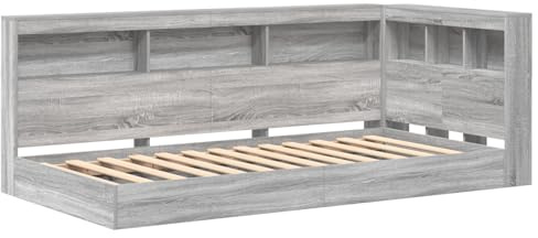 vidaXL Bücherbett Grau Sonoma 75x190 cm Konstruiertes Holz