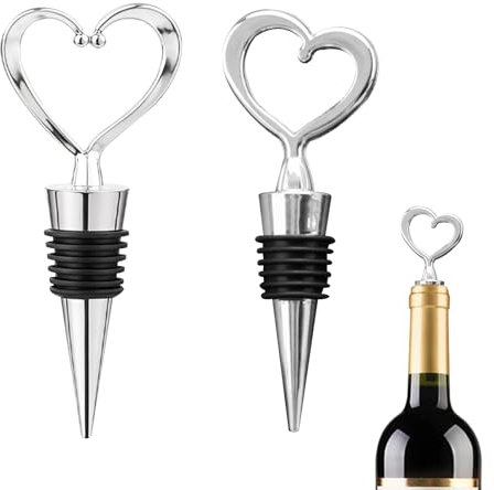 KASESSS 4 PCS Wine Bottle Stoppers, Reusable Champagne Stoppers, Wine Stopper Heart Shape, Wine Stoppers for Wine Bottles, Wine Corks, Champagne Bottle Stopper for Champagne Spirits Beer and So on