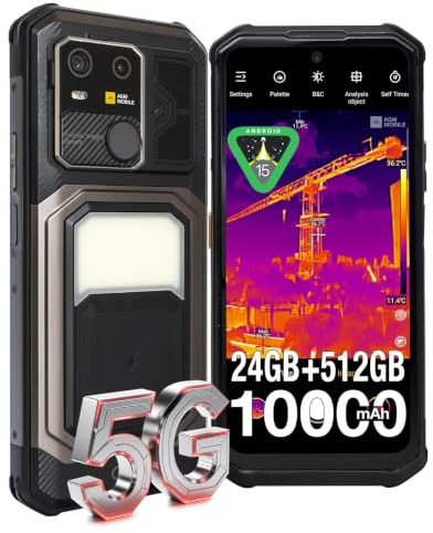 AGM G3 Pro Rugged Android 15 Smartphone 25fps Thermal Camera 512x384, 12GB + 512GB, 5G Unlocked, 6.72 FHD Display, MTK 7300, Fast Wireless Charging, 10000mAh(Black, G3 Pro)