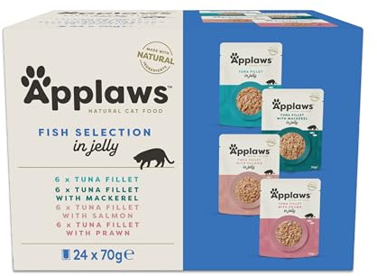 Applaws Natural Wet Cat Food Pouch, Fish Selection in Jelly - 24 x 70g