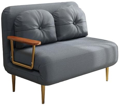 Queen Size Pull-out Couch Bed, Removable & Washable Velvet Sofa Chair, Convertible 6-Position Adjustable Backrest, Foldable Guest Bed for Living Room, Apartment, Office (Gray, 190x100x33cm)