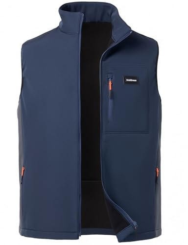 Voyagile Gilet da Uomo in Softshell Antivento Vest Cappotto Multitasche Senza Maniche Giacca Gilet Calda Con Cerniera