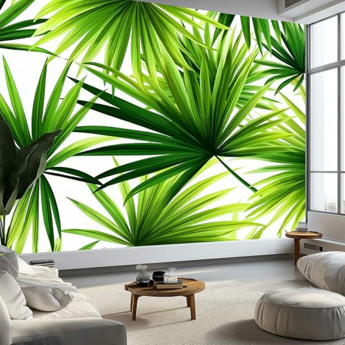 Foglie Palma, Carta da Parati Murale, 250 x 175 cm XXL Poster Gigante Non Tessuto, per Soggiorno Camera da Letto Camera dei Bambini Tv Sfondo Decorazione Parete, Foglie Tropicali