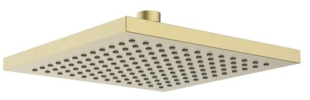 Bristan 200mm Square Fixed Rainfall Shower Head, Brass Construction, Easy Clean Nozzles, Brushed Brass Finish