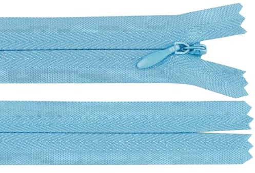 cyclingcolors 2x Cerniera invisibile N°3 50 cm – chiusura lampo in poliestere con cursore, estremità aperta, per cucito sartoria abbigliamento giacche cappotti – blu baby