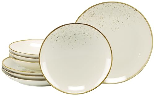 CreaTable, 24973, Serie Nature Collection Creme, 8-teiliges Geschirrset für 4 Personen, Tafelservice aus Steinzeug, spülmaschinen- und mikrowellengeeignet, Qualitätsproduktion