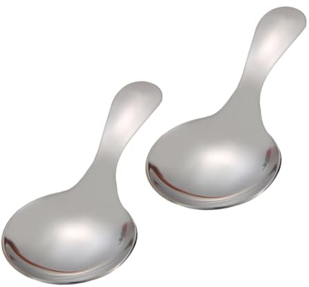 Dessertlöffel 2 Stück aus Edelstahl Silber für Desserts und Porridge