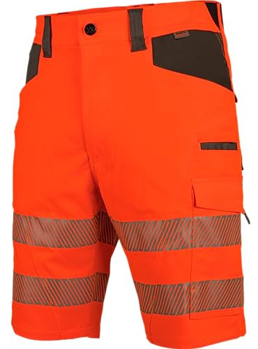 WÜRTH MODYF Warnschutz Arbeitsshorts Neon EN 20471 1 - professionelle Arbeitshose für Herren - Warnschutzhose mit Reflektoren - in der Größe 42 in Orange