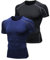 Niksa 2 Stück Funktionsshirt Herren Kurzarm Langarm Kompressionsshirt Männer Laufshirt Sportshirt mit Rundhalsausschnitt Fitness, Schwarz-Grau, Marineblau-Grau, M