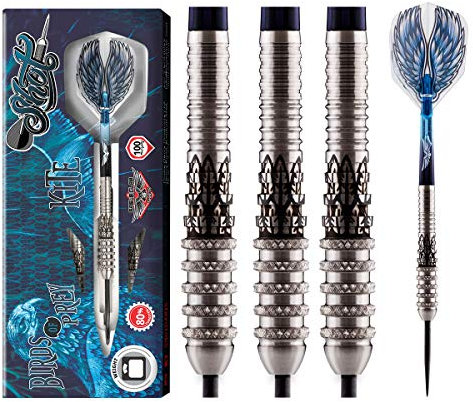 Birds of Prey Kite Steel Tip Dart Set | 80% Tungsten Barrels | Steeltip Darts mit Schäften und Flights | Präzision und Kontrolle | 23 Gramm