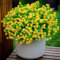 Artificial Flowers for Outdoors UV Resistant - 12 PCS Bundles Faux Fake Outdoor Plants Plastic Shrubs No Fade Fall Greenery Bushes Home Porch Boxwood Outside Fake Mums Decoration Garden (Yellow)