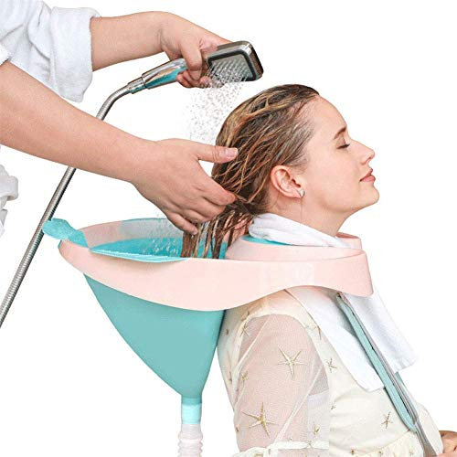 Portátil Lavabos de Peluquería Lavacabezas Portátil Cama Bañera Peluquería Lavado Champú Cuenca con Desagüe Tubo para Mayor, Discapacitado, Postrado en Cama y Minusválido