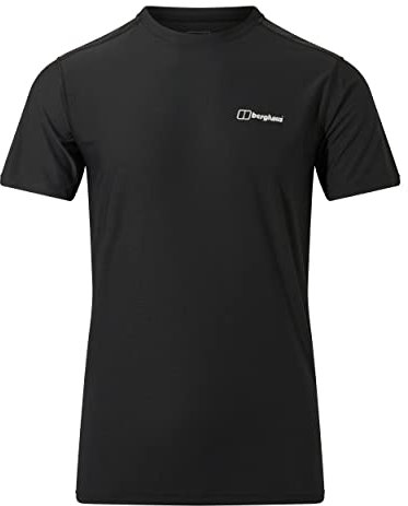 Berghaus Men's 24/7 Short Sleeve Crew Tech Baselayer T-Shirt | Moisture Wicking | Breathable, Black/Black, S