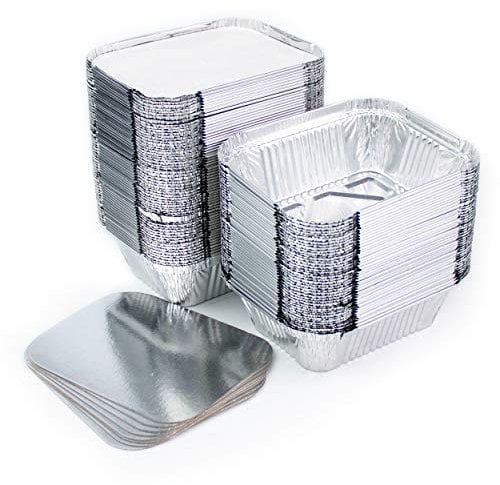 Miamex Lote de 100 bandejas de aluminio desechables con tapa para transportar alimentos, congelar, cocinar (250 ml)