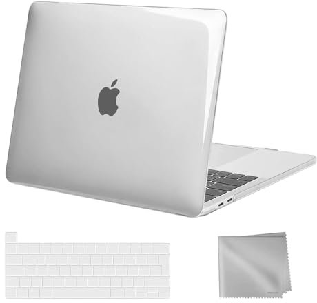 MOSISO Compatible with MacBook Pro 13 inch Case M2 M1 2025 2024 2023 2022-2016 A2338 A2289 A2251 A2159 A1989 A1706 A1708, Plastic Hard Shell Cover & Keyboard Skin & Wipe Cloth, Crystal Clear