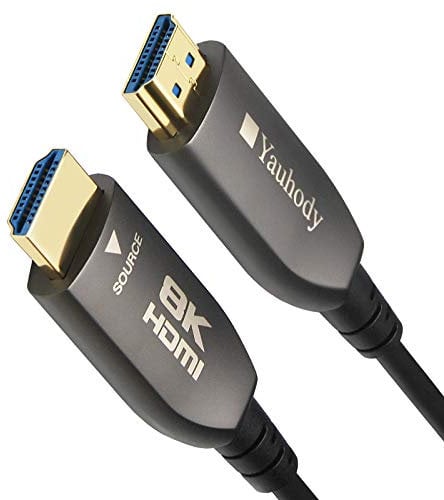 Yauhody Cable HDMI de Fibra óptica de 15m, 8K de Alta Velocidad 48 Gbps HDMI 2.1 Cable, real 8K@60Hz, 4K@120Hz, HDR Dinámico Cable HDMI de Grado Profesional Sobre fibra (50ft/15m)