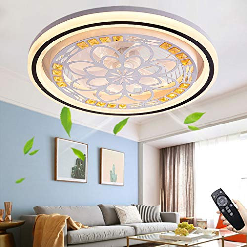 Fan Deckenventilator Leise Fan Licht mit Beleuchtung LED Fan Deckenleuchte mit Fernbedienung Dimmbar Fan Deckenlampe Modern Ventilator Deckenleuchte für Kinderzimmer Schlafzimmer Wohnzimmer (Round)