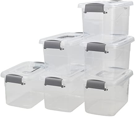Annkky 6-Pack Small Storage Boxes With Lid, 5 Liter Plastic Latching Box