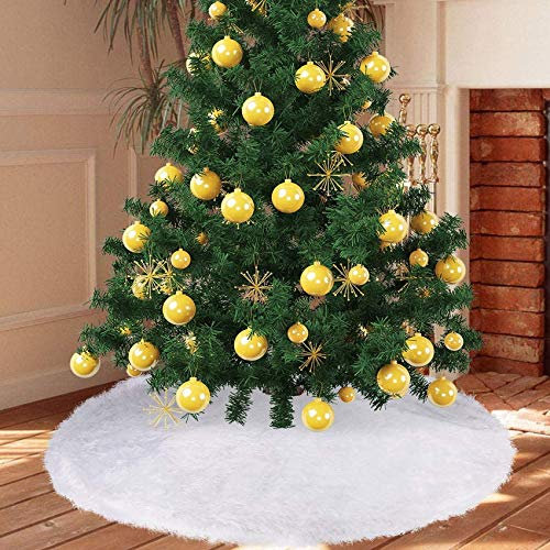 TaimeiMao Christmas Tree Skirt,90cm Falda del árbol de Navidad,decoración de la Fiesta de Navidad,Blanco Falda del árbol de Navidad