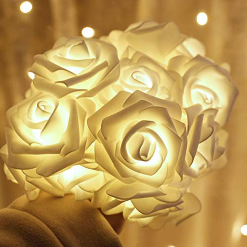 Gee Hut Rose LED String Lights, 14.7 ft 30 LED String Lights Battery Operated Lights Bright Warm Rose Flower Lamp Fairy Light for Valentine's Wedding Gardens Party Christmas Decoration