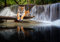 wandmotiv24 Fototapete liegender Tiger Wasserfall, M 250 x 175 cm - 5 Teile, Wanddeko, Wandbild, Wandtapete, Wald Dschungel Bäume Tier M6544