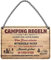 helges-shop Camping Regeln - witziges Retro Deko Metallschild mit Kordel und Saugnapf - Dekoration Wohnwagen Wohnmobil Camper Caravan Campingwagen Reisemobil - Geschenkidee für Camper - 18x12cm