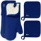 Klex Extra Long Silicone Oven Mitts and Pot Holders, 932°F Degrees Heat Resistance with Quilted Liner Oven Gloves and Hot Pads, 4 Piece Set, 15 inch, Blue