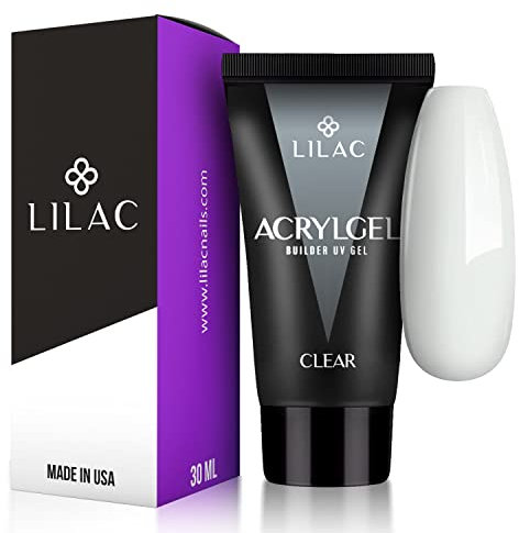 Lilac Milano Polygel 30 ML, Acrylgel Per Costruzioni a Lunga Durata, Gel Unghie Ricostruzione, Estensione Unghie Gel, Non Brucia In Lampada. Made In U.s.a. (Trasparente Clear)