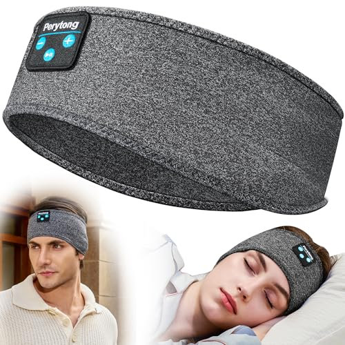 Perytong Bluetooth Headband, Soft Sleep Headbands, Long-Lasting Sleep Headphones with Built-In Speakers Perfect for Training, Yoga, Travelling