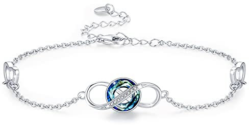 CUOKA MIRACLE Infinity Armband 925 Sterling Silber Kristall Damen Unendlichkeit Funkelnden Kristallen Verstellbar Schmuck Armbänder Geburtstags Geschenk für Frauen Ehefrau Mama
