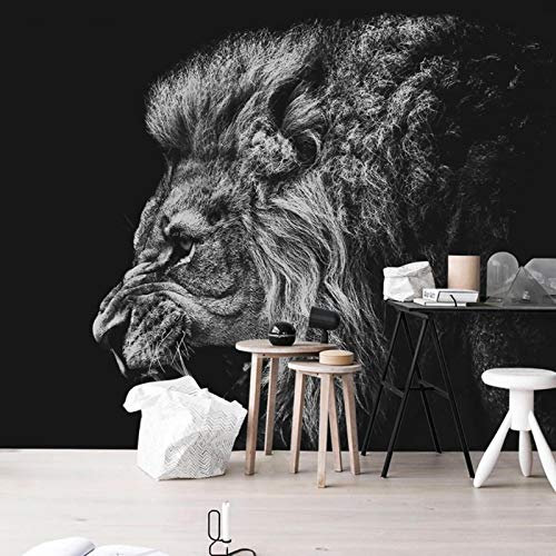 YXTSmurals Fototapete Selbstklebende 3D Effekt Grau Tier Löwe 3D Tapete Wandtapete Art Poster Wohnzimmer Kinderzimmer Tv Hintergrund Wanddeko Wandbilder