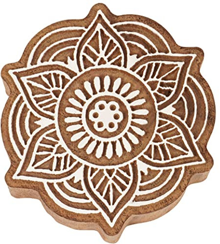 IBA Indianbeautifulart Textildruckblock Mandala Hand Geschnitzter Holzstempel Holzblock-Druck Textilstempel Fur Stoff- / Keramikblocke- 4.5 Zoll