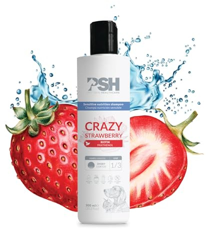 PSH Short Strawberry – Hundeshampoo Nährpflege für kurzes Fell – Mit Biotin, Provitamin B5 und pflanzlichen Proteinen – Für Sensible Haut – Vegan – 300 ml