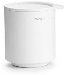 Brabantia - Pot de Rangement Mindset - Idéal pour Organiser - Couvercle Hygiénique - Résistant à la Corrosion - Facile à Nettoyer - Accessoire de Salle de Bain - Fresh White - 9,5 x 8 x 9,5 cm