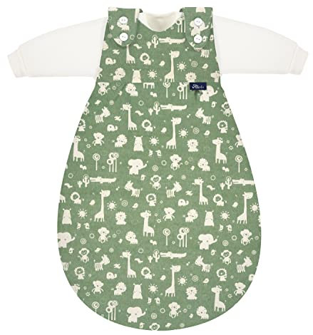 Alvi Baby Mäxchen Original Babyschlafsack 3-teilig, Außensack & Zwei Innensäcke, Kinderschlafsack mitwachsend, atmungsaktiv, Ganzjahresschlafsack (Granite Animals, 62/68)