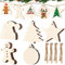 40 Stück DIY Weihnachtsdekoration Holz, Geschenkanhänger, Schneeflocken zum Bemalen, Basteln, Tannenschmuck, Baumschmuck