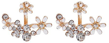 Ohrringe Organisator Mode kleine frische Sonne eingelegt farbige kleine Ohrstecker Cross Border Ohrschmuck 585 Ohrringe Für Damen (White, One Size)