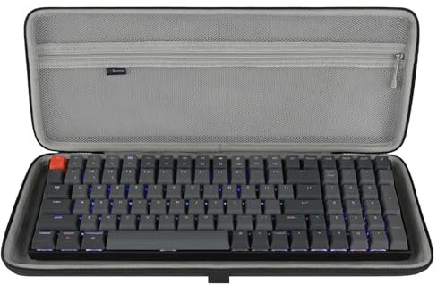Geekria 90%-96% Keyboard Case, Compatible with Keychron K4 / K4 HE, RK Royal KLUDGE RK96 / RK100, Hard Shell Travel Carrying Bag for 100keys Mechanical Gaming Keyboard (Dark Gray)