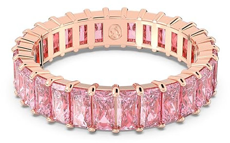 Swarovski Matrix Ring, Rosé Vergoldeter Damenschmuck mit Strahlenden Rosa Swarovski Kristallen