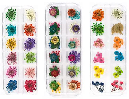 zalati Nagelaufkleber, 3 Stück, getrocknete Blumen, für Nagelkunst, Harzschmuck, Kerzenherstellung, DIY Handwerk Produktion