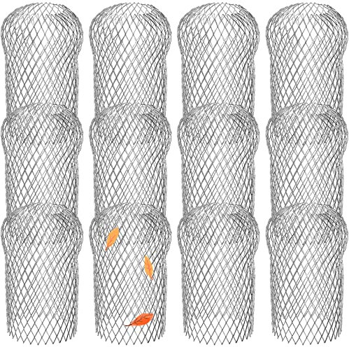 Lyellfe 12 Stück Dachrinnenschutz-Filtersieb, 10.2 cm Aluminium-Dachrinnen-Fallrohrschutz, erweiterbares Dachrinnen-Sieb, Fallrohrschutz, Schmutz, passend für 4.3 cm B – 10.2 cm B Löcher