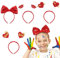 Nenjindz 4 Pièces 1.5cm Serre-têtes de la Saint-Valentin Serre Tete Enfant Fille avec Nœud Papillon Paillette Bandeaux à Cheveux Femme Rouge avec Cœur d'amour Accessoire de Cheveux pour Fête Marriage