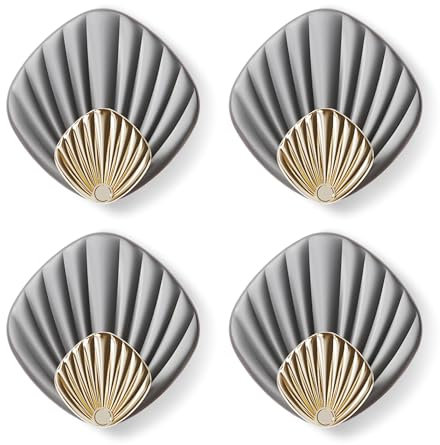 RICOO Crochet Adhésif Mural en forme de coquillage, HP004-GY Crochet Autocollant Moderne pour Salle de Bain et Cuisine, Patere porte manteau, Crocher adhesif pour mur, Lot de 4, Gris
