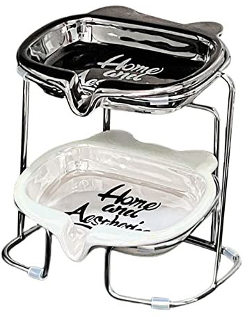 Duiaynke Porte-savon en céramique auto-drainant - Plateaux de rangement multi-usages - Support de bol de tissu - Support de brosse de nettoyage - Support de rangement pour comptoir (double mixte)